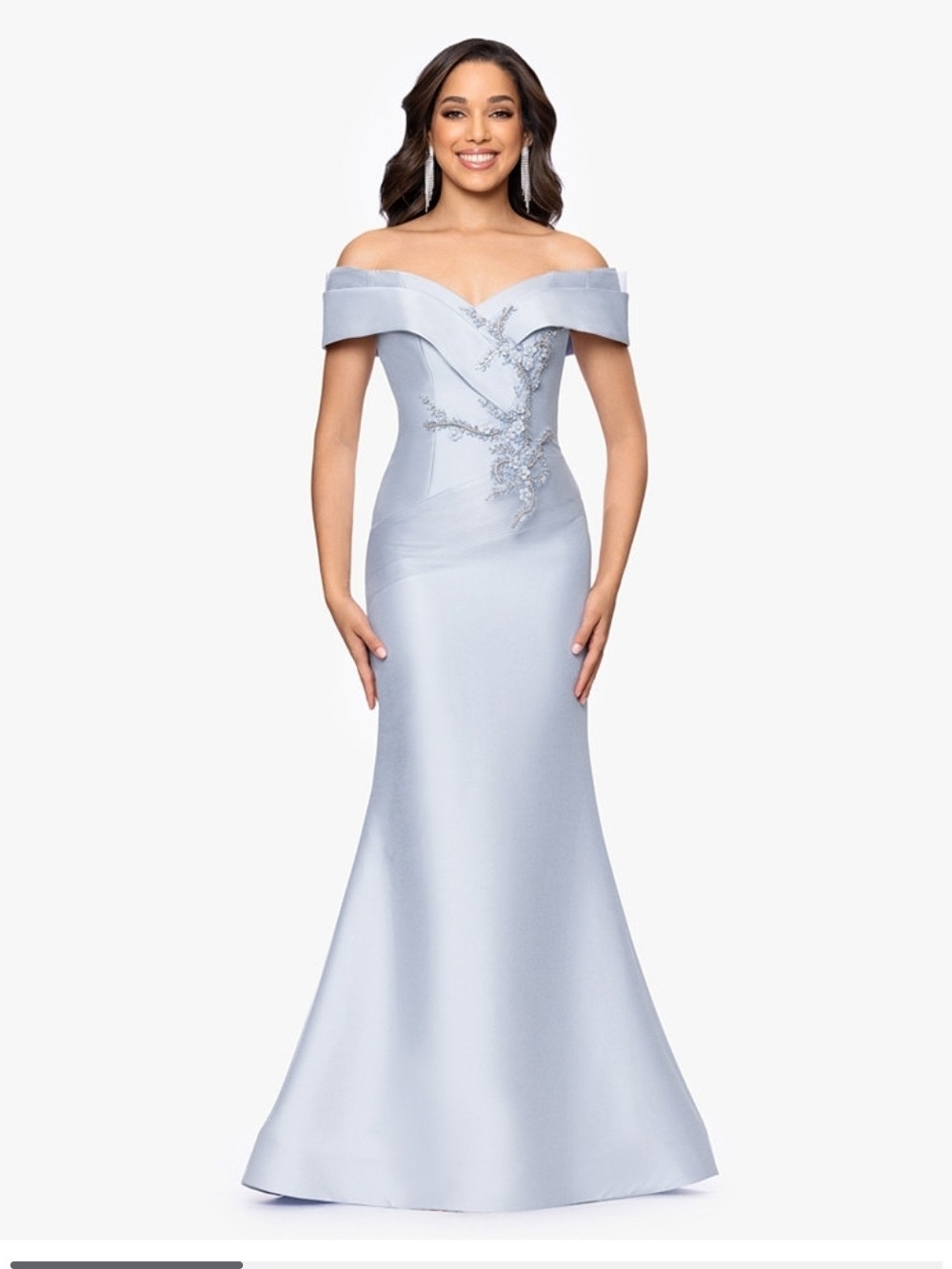 Betsy&Adam Dress Jeweled Structured Off-the-Shoulder Mermaid Gown Size 4(Damage)
